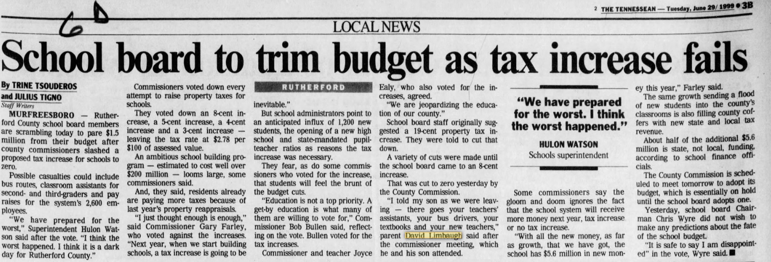 1999 - School Board to trim budget